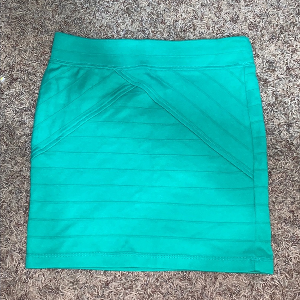 Green mini skirt